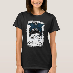 Bleaching Camo Mam Life Messy Bun Hair Wink Eye T-shirt