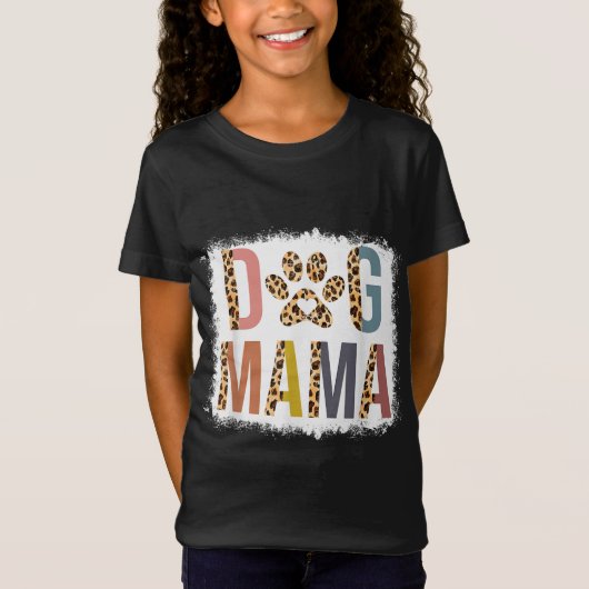 Bleaching Dog Mama Leopard en Boho Mam Mothers T-shirt (Voorkant)