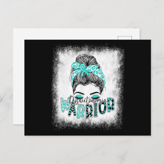 Bleaching Dysautonomia Warrior Messy Bun Turquoise Briefkaart (Voorkant / Achterkant)