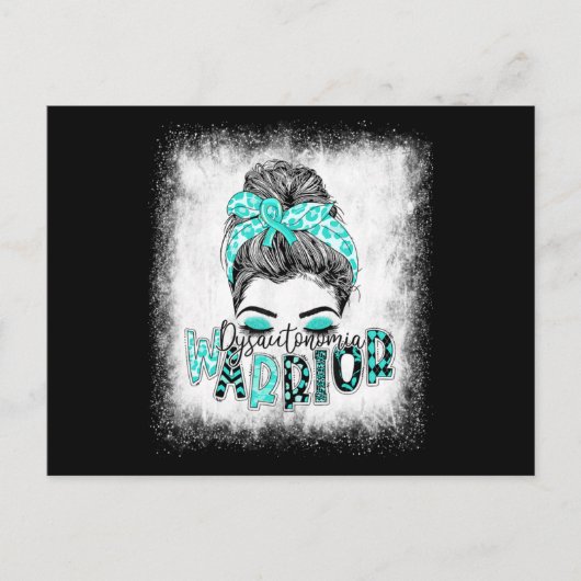Bleaching Dysautonomia Warrior Messy Bun Turquoise Briefkaart (Voorkant)