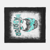 Bleaching Dysautonomia Warrior Messy Bun Turquoise Fleece Deken (Voorkant (Horizontaal))