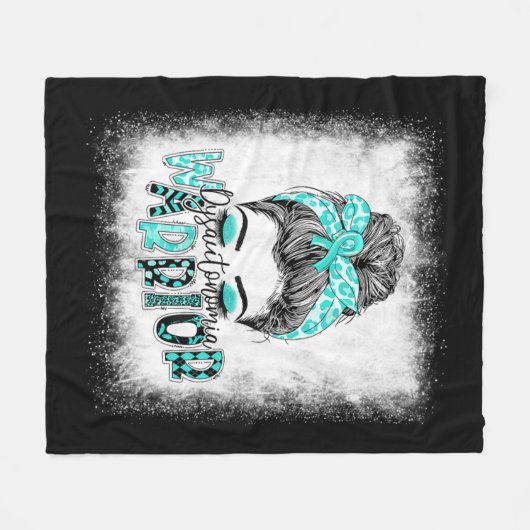 Bleaching Dysautonomia Warrior Messy Bun Turquoise Fleece Deken (Voorkant (Horizontaal))