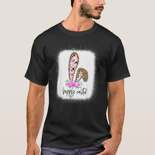 Bleaching Leopard Floral Hoppy Easter Bunny Ear T-shirt (Voorkant)