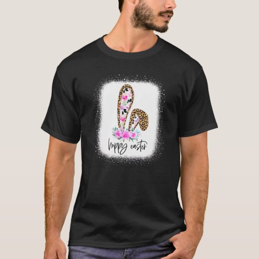 Bleaching Leopard Floral Hoppy Easter Bunny Ear T-shirt (Voorkant)