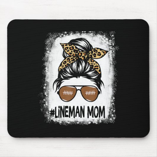 Bleaching Lineman Ma Life Leopard Messy Bun Footba Muismat (Voorkant)