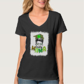 Bleaching Lucky Mama Messy Bun Shamrock St Patrick T-shirt (Voorkant)