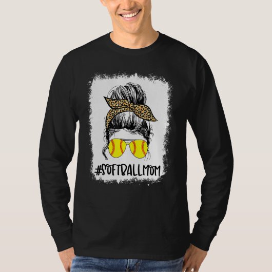 Bleaching Ma Life Leopard Messy Bun Softball Game T-shirt (Voorkant)