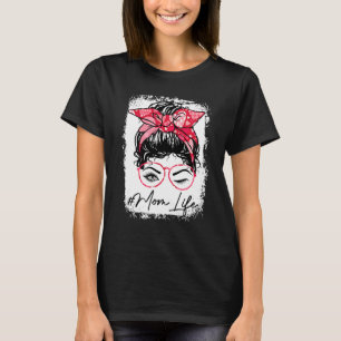 Bleaching Ma Life Pink Heart Messy Bun Hair Wink E T-shirt