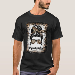 Bleaching Mawmaw Life Leopard Messy Bun Women Moth T-shirt