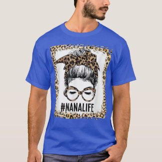 Bleaching Nana Life Messy Bun Leopard Kerstmis Mot T-shirt
