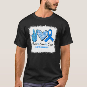 Bleaching Peace Love Cure Blue Ribbon Diabetes Awa T-shirt