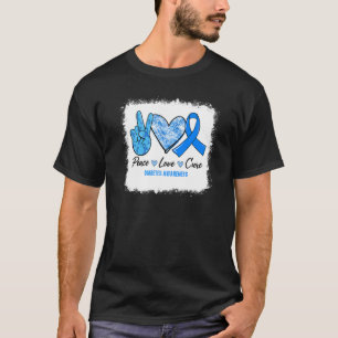 Bleaching Peace Love Cure Blue Ribbon Diabetes Awa T-shirt