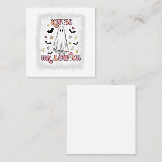 Bleaching Retro Hippie Halloween Ghost Boo Spooky  Vierkante Visitekaartje (Voorkant / Achterkant)