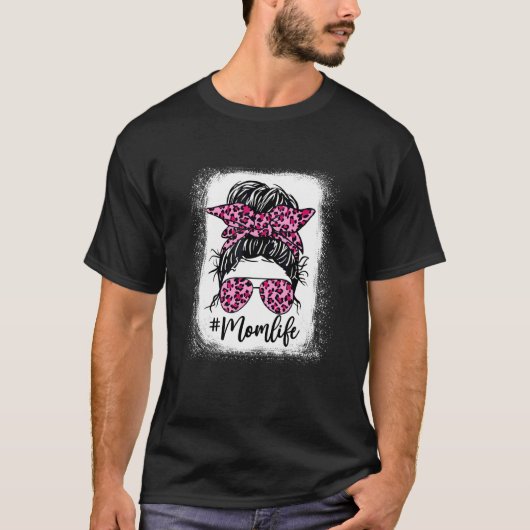 Bleaching roze mam Life Leopard Moederdag T-shirt (Voorkant)