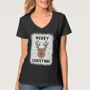 Bleaching Rudolph Red Nose Reindeer Face Merry Chr T-shirt