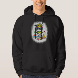 Bleaching Salty Mama Messy Bun Beach Vibes Summer Hoodie