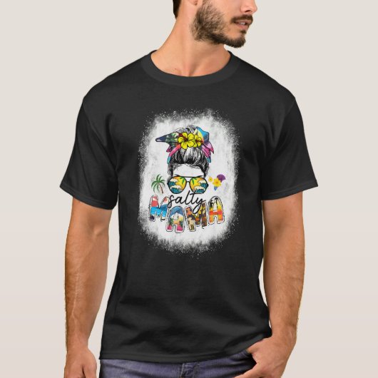 Bleaching Salty Mama Messy Bun Beach Vibes Summer T-shirt (Voorkant)