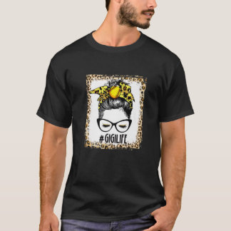 Bleaching Softball Gigi Messy Bun Game Day Moeders T-shirt
