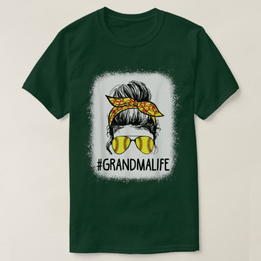 Bleaching Softball Grandma Life Messy Bun Moeder's T-shirt (Design voorkant)