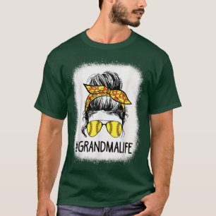 Bleaching Softball Grandma Life Messy Bun Moeder's T-shirt