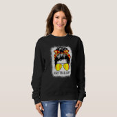 Bleaching Softball Mam Messy Bun Softball Mam Moth Trui (Voorkant volledig)