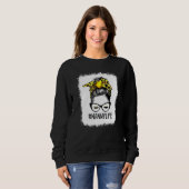 Bleaching Softball Nanny Life Leopard Messy Bun Mo Trui (Voorkant volledig)