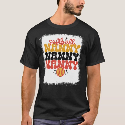 Bleaching Softball Nanny Retro Softball Moeder T-shirt (Voorkant)