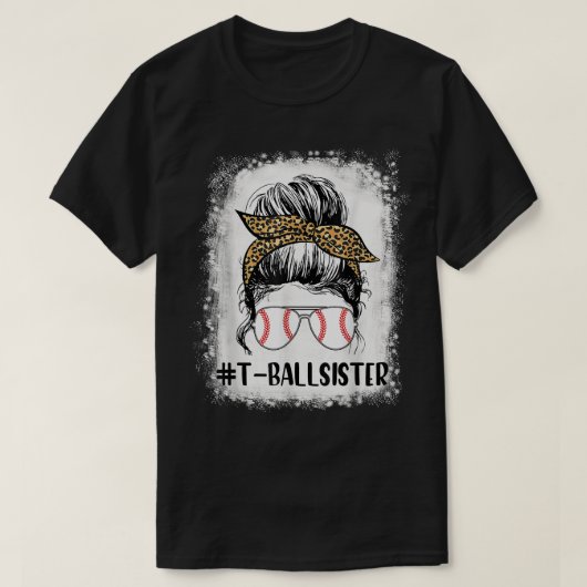 Bleaching Tball Sister Life Messy Bun Leopard Prin T-shirt (Design voorkant)