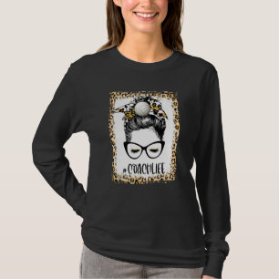 Bleaching Volleyball Coach Girl Messy Bun Game Day T-shirt