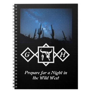 Bleaching Whit Bull Skull Silhouette Monogram foto Notitieboek