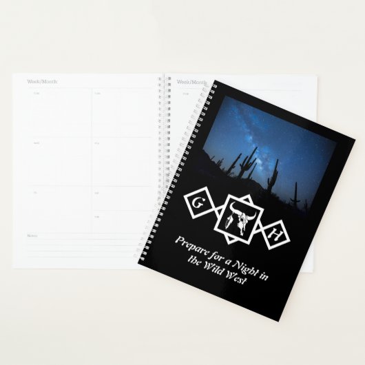 Bleaching Whit Bull Skull Silhouette Monogram foto Planner (Display)