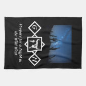 Bleaching Whit Bull Skull Silhouette Monogram foto Theedoek (Horizontaal)