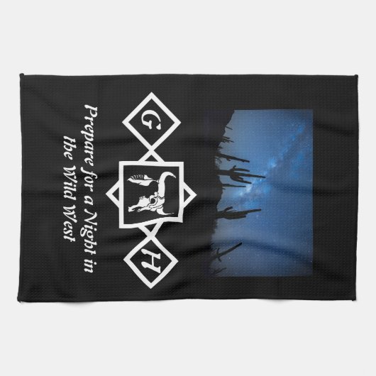 Bleaching Whit Bull Skull Silhouette Monogram foto Theedoek (Horizontaal)