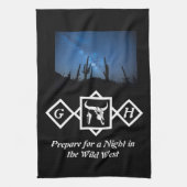 Bleaching Whit Bull Skull Silhouette Monogram foto Theedoek (Verticaal)