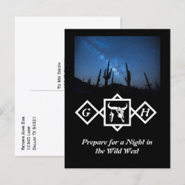 Bleaching Whit Bull Skull Silhouette Monogram foto Uitnodiging Briefkaart