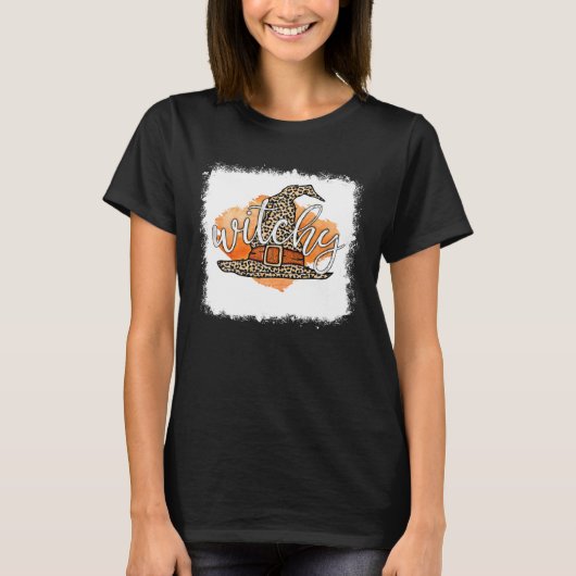 Bleaching Witchy Leopard Witch Pet Basic Witch T-shirt (Voorkant)