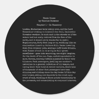 Bleak House Charles Dickens Boek Tekstlezer Ronde Sticker
