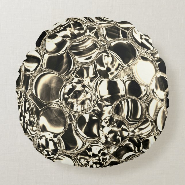 Blebs van goud of glasbellen? rond kussen (Voorkant)