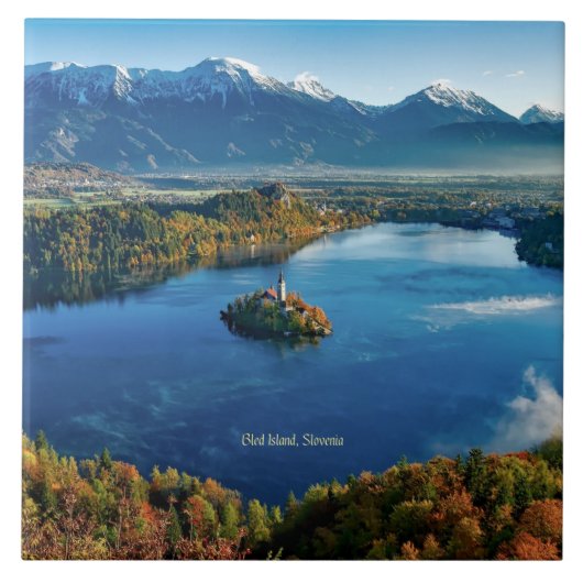 Bled Eiland, Slovenië, landschappelijk Tegeltje (Voorkant)