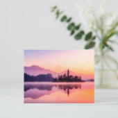 Bled Island in het Bled Lake Slovenië bij Sunrise Briefkaart (Staand voorkant)