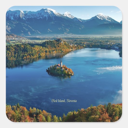 Bled Island, Slovenië, schilderachtig Vierkante Sticker (Voorkant)