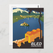 Bled, Joegoslavië, vintage-reizen Briefkaart (Voorkant / Achterkant)