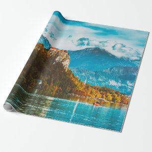 Bled Kasteel gebouwd bovenop een klif met uitzicht Cadeaupapier