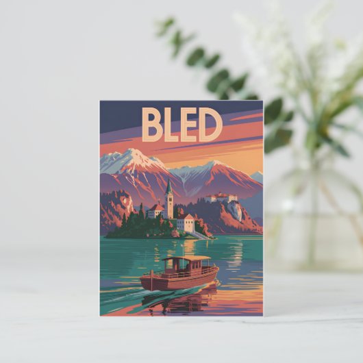 Bled Slovenia vintage Briefkaart (Staand voorkant)