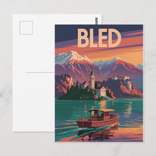 Bled Slovenia vintage Briefkaart (Voorkant / Achterkant)