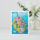 Bled Slovenië Famous Travel Waterverf Sketch Briefkaart (Staand voorkant)