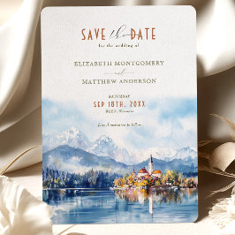 Bled Slovenië Save the Date Wedding Invitation Kaart