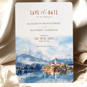 Bled Slovenië Save the Date Wedding Invitation Kaart