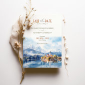 Bled Slovenië Save the Date Wedding Invitation Kaart