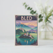 Bled Slovenië vintage Briefkaart (Staand voorkant)